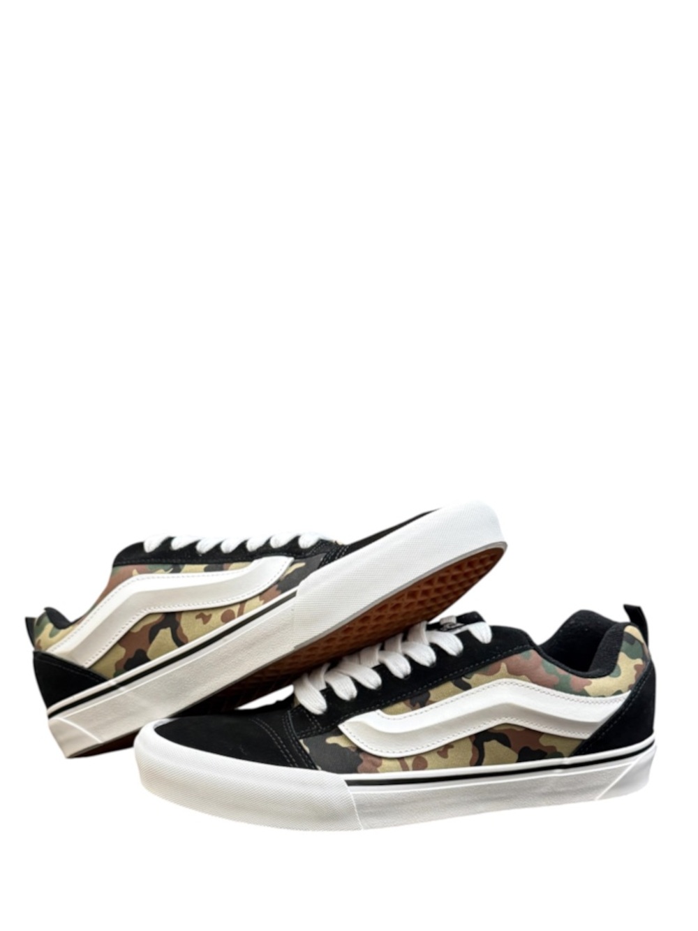 VANS - GREEN BROWN BLACK CANVAS WHITE RUBBER SOLES “KNU SKOOL” SKATE SHOES